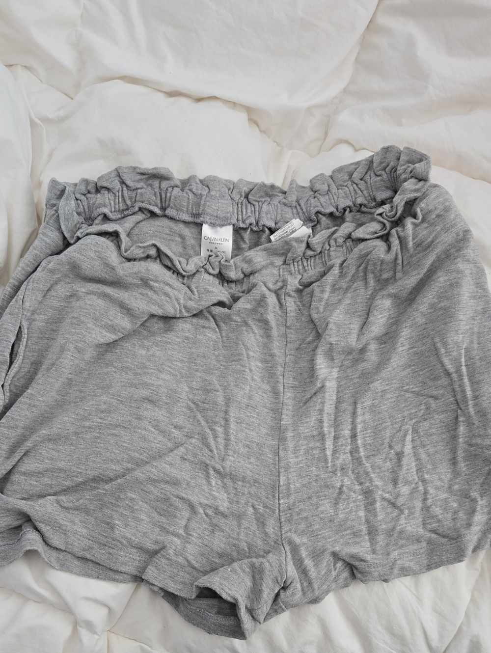 Calvin Klein Light Gray Ruffle-Waist Bike Shorts